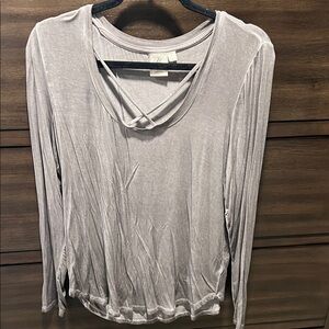 White Crow Light Gray Drape Neck Blouse